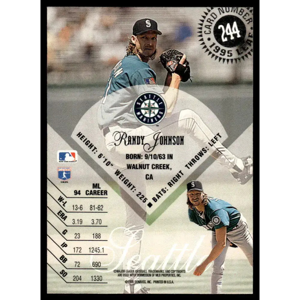 1995 Leaf #244 Randy Johnson NM-MT Seattle Mariners Baseball Card - Baseball Card Single