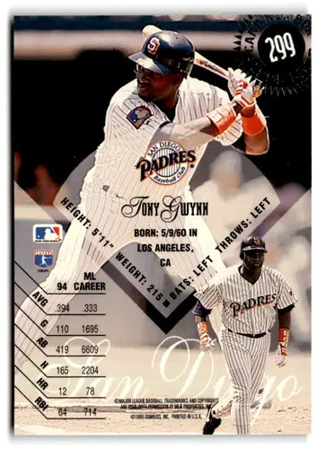 Original gloss Tony Gwynn baseball card 1995 Leaf Padres NM Near Mint ID 74328