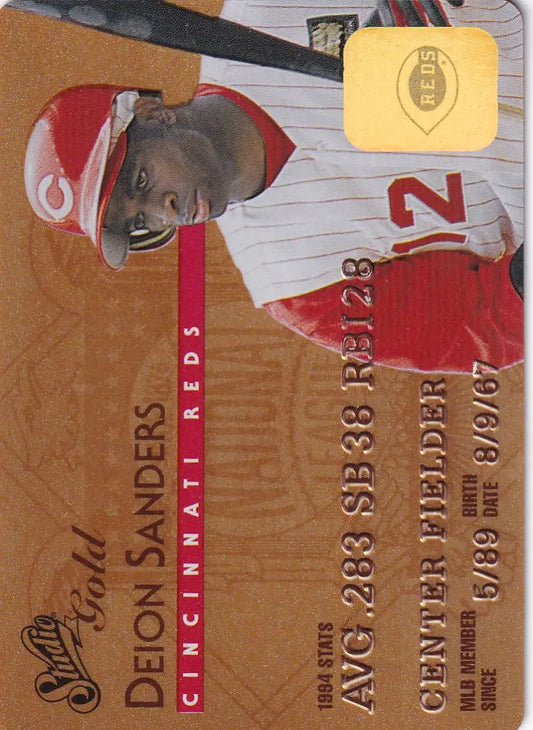 Cincinnati Reds player on 1995 Leaf Studio Baseball Gold Credit Card collectible card
