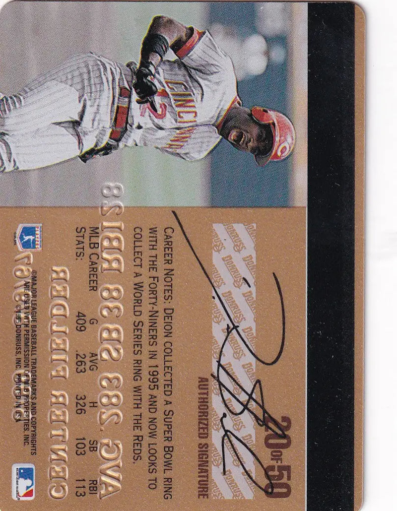 Baseball trading card of Minnesota Twins player from 1995 Leaf Studio Baseball Gold series