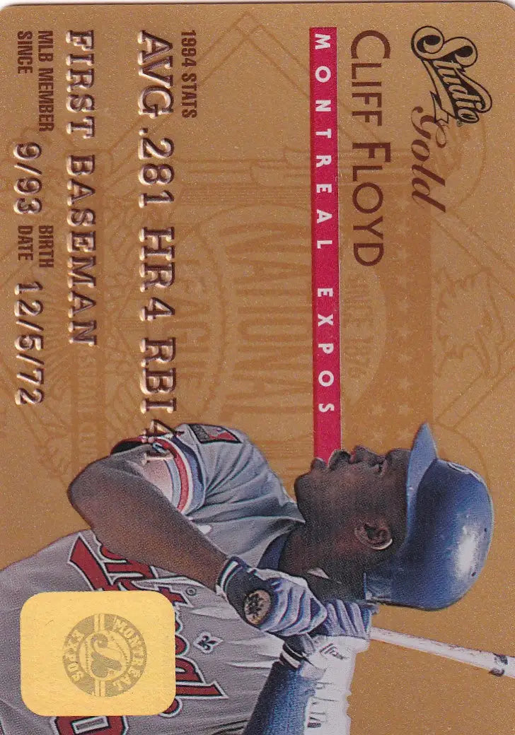 Baseball trading card of Atlanta Braves player in batting stance from Leaf Studio Baseball