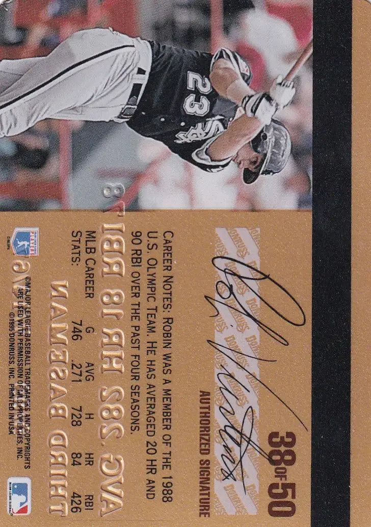 1995 Leaf Studio Baseball Gold Credit Card 38 Robin Ventura diving catch in uniform