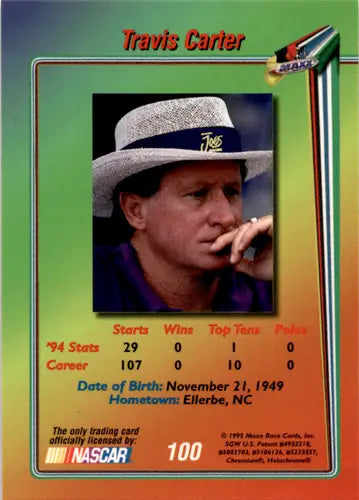Original gloss Travis Carter trading card from Maxx Premier Plus 1995 series