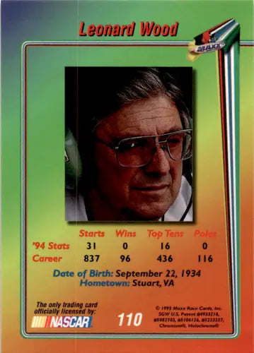 1995 Maxx Premier Plus #110 Leonard Wood NM Near Mint ID:45866 - Baseball Card Single