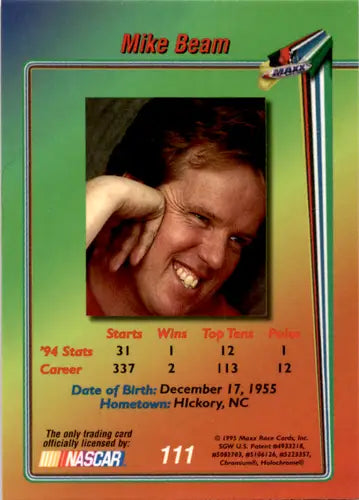 Original gloss 1995 Maxx Premier Plus Mike Beam trading card near mint ID 45874