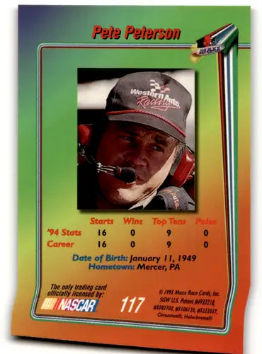 Pete Peterson trading card from Maxx Premier Plus with original gloss and near mint condition