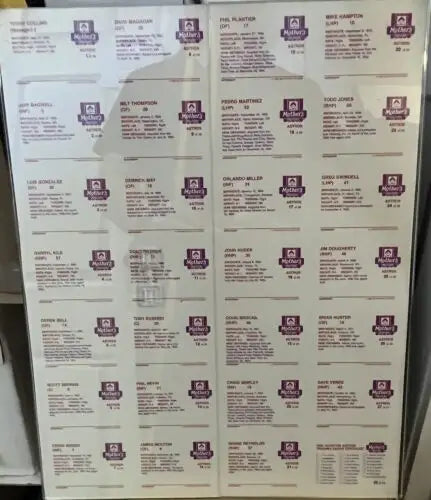Sheet of baseball cards featuring Houston Astros stars Craig Biggio and Jeff Bagwell