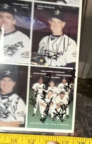 Signed baseball card collage featuring Houston Astros stars Craig Biggio and Jeff Bagwell