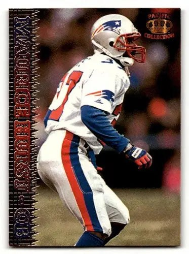 1990s Maurice Hurst Patriots football trading card with original gloss and white jersey