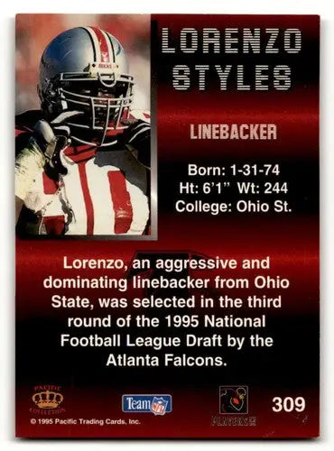 1995 Pacific #309 Lorenzo Styles Atlanta Falcons Football Cards NM N ID:55603 - Football Card Single