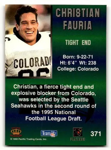 1995 Pacific #371 Christian Fauria Seattle Seahawks Football Cards N ID:55588 - Football Card Single