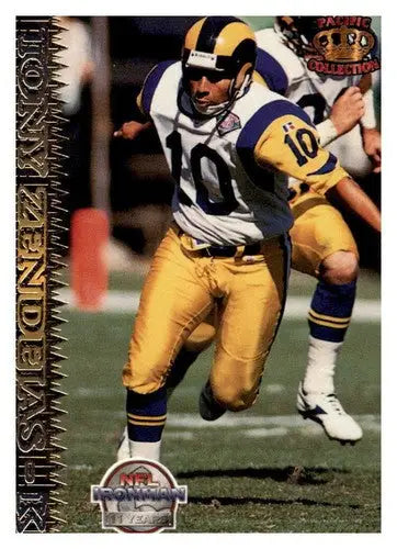 Original gloss football player in Rams uniform from 1995 Pacific Tony Zendejas sports card