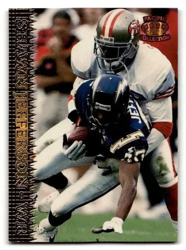 Original gloss sports trading card featuring Shawn Jefferson San Diego Chargers in action