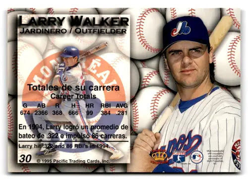 1995 Pacific Gold Prisms #30 Larry Walker NM Near Mint Expos ID:73339 - Baseball Card Single