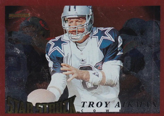 1995 PINNACLE #215 TROY AIKMAN STAR STRUCK RED- DALLAS COWBOYS - Football Card Single