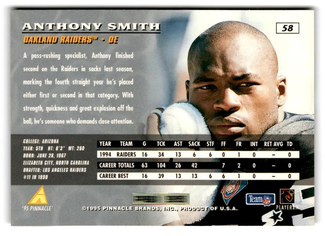 1995 Pinnacle #58 Anthony Smith - Football Card Single