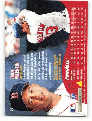 Baseball card of John Valentin from the Red Sox with original gloss, 1995 Pinnacle #75