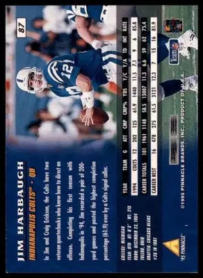 1995 Pinnacle Base Jim Harbaugh Indianapolis Colts 87 - Football Card Single