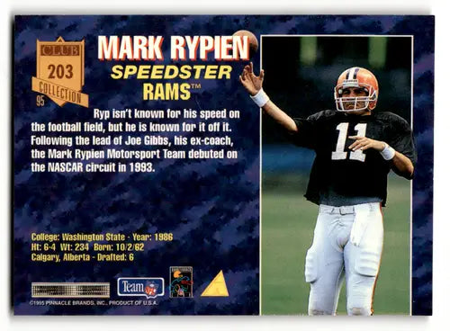 1995 Pinnacle Club Collection #203 Mark Rypien NM Near Mint Rams ID:61213 - Football Card Single