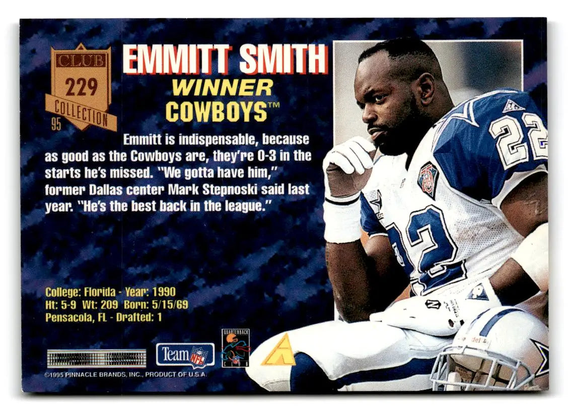 1995 Pinnacle Club Collection #229 Emmitt Smith - Football Card Single