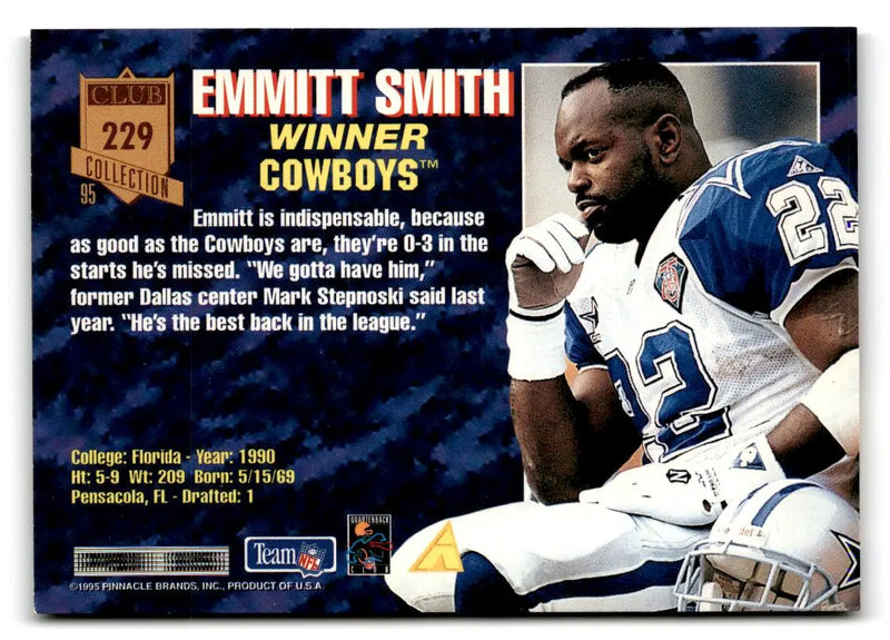 1995 Pinnacle Club Collection #229 Emmitt Smith - Football Card Single