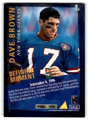 1995 Pinnacle Club Collection #54 Dave Brown - Football Card Single