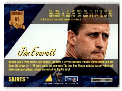 1995 Pinnacle Club Collection #82 Jim Everett New Orleans Saints Foo ID:60385 - Football Card Single
