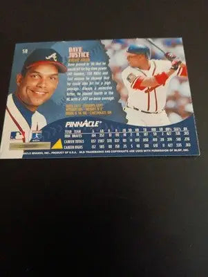 1995 Pinnacle - David Justice #50 Museum Collection. Atlanta Braves. NRMT+ - Baseball Card Single