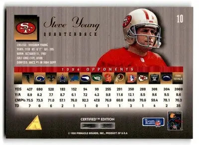 1995 Pinnacle Football Select Certified Steve Young #10 San Francisco 49ers - Football Card Single
