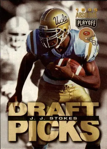 Original gloss J J Stokes football card from 1995 Playoff Absolute sports cards collection