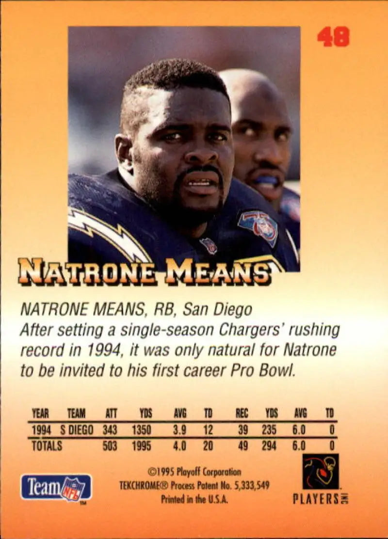 1995 Playoff Prime #48 Natrone Means NM-MT Chargers - Football Card Single