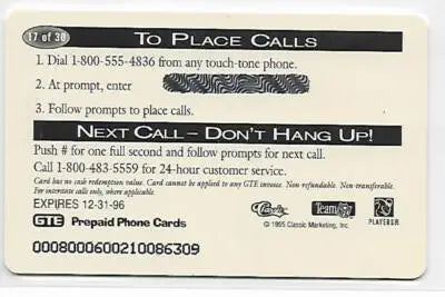 1995 Pro Line Phone Cards $1 #17 Natrone Means NM-MT Chargers - Football Card Single