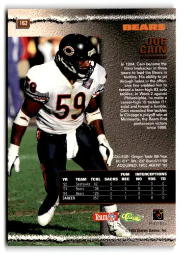 Joe Cain football card from 1995 Pro Line Silver with original gloss near mint