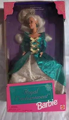1995 Royal Enchantment Barbie Doll Limited Edition Green & Gold Gown 14010 NRFB - Collectibles