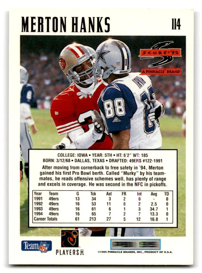 1995 Score #114 Merton Hanks - Football Card Single