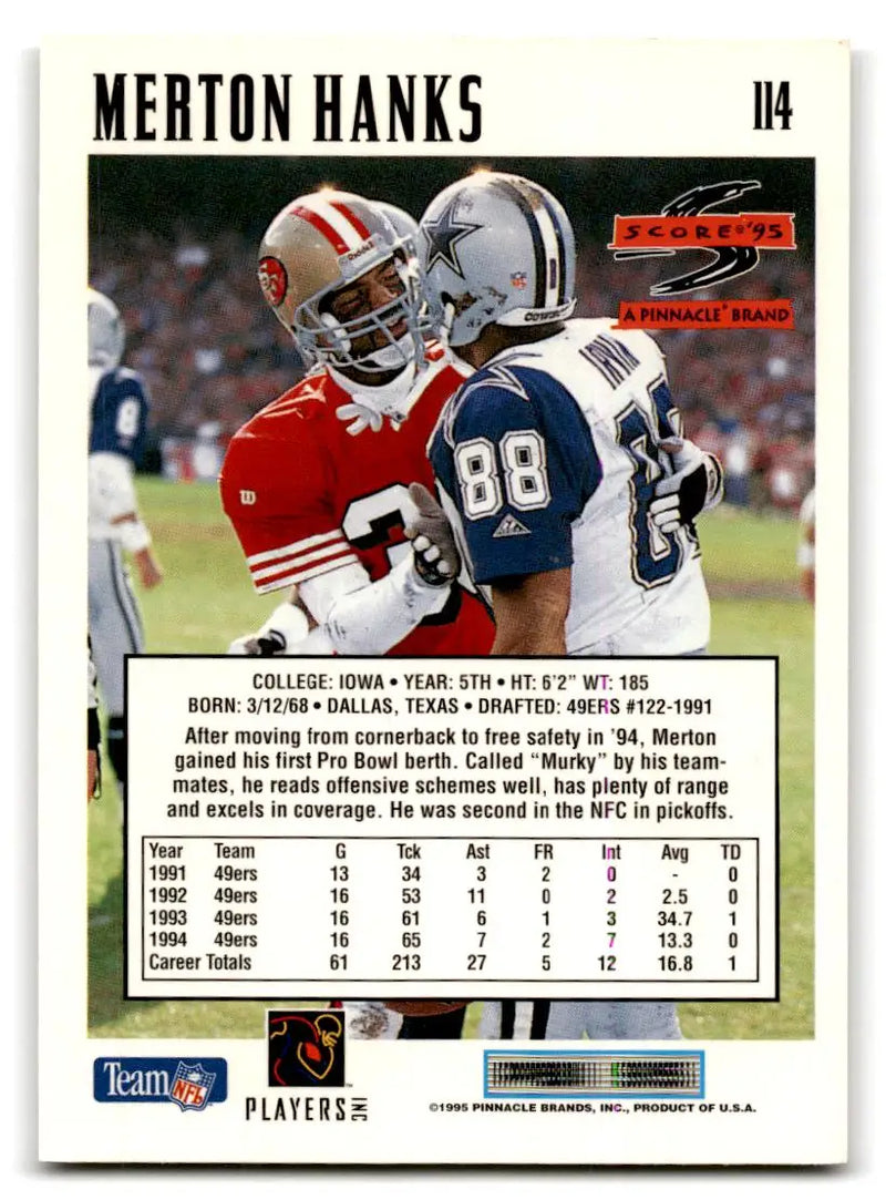 1995 Score #114 Merton Hanks - Football Card Single