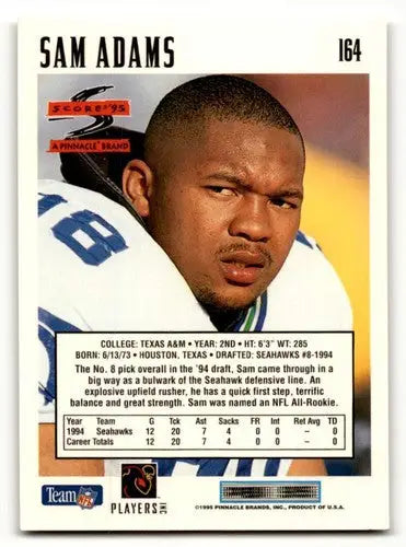 1995 Score Sam Adams Seattle Seahawks football card displayed in product listing