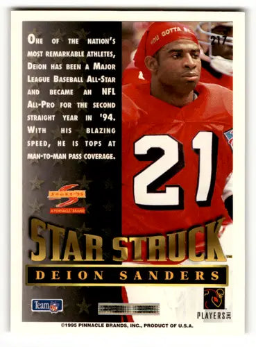 Original gloss Deion Sanders Star Struck trading card from 1995 Score #217 NM-MT