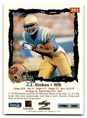 1995 Score #263 J.J. Stokes football card for trading cards collection