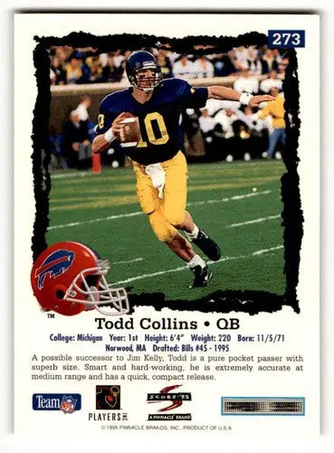 Original gloss Todd Collins Buffalo football card from 1995 Score #273 Collin Buffalo Bills
