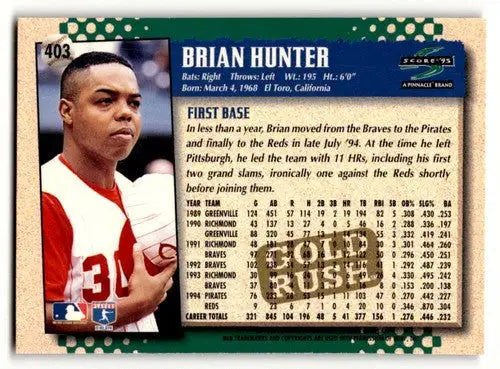 Original gloss 1995 Score Brian Hunter Cincinnati Reds baseball card image