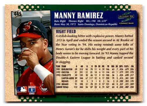 1995 Score #445 Manny Ramirez NM-MT Indians ID:81226 - Baseball Card Single