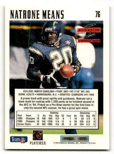 1995 Score #76 Natrone Means San Diego Chargers Football Cards EX/NM ID:62969 - Football Card Single
