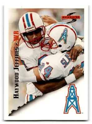 Football card featuring Haywood Jeffires from 1995 Score #98 highlighting Haywood Jeffires football