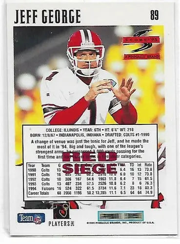 Original gloss Jeff George football card from 1995 Score Red Siege #89 Simply Sandoval