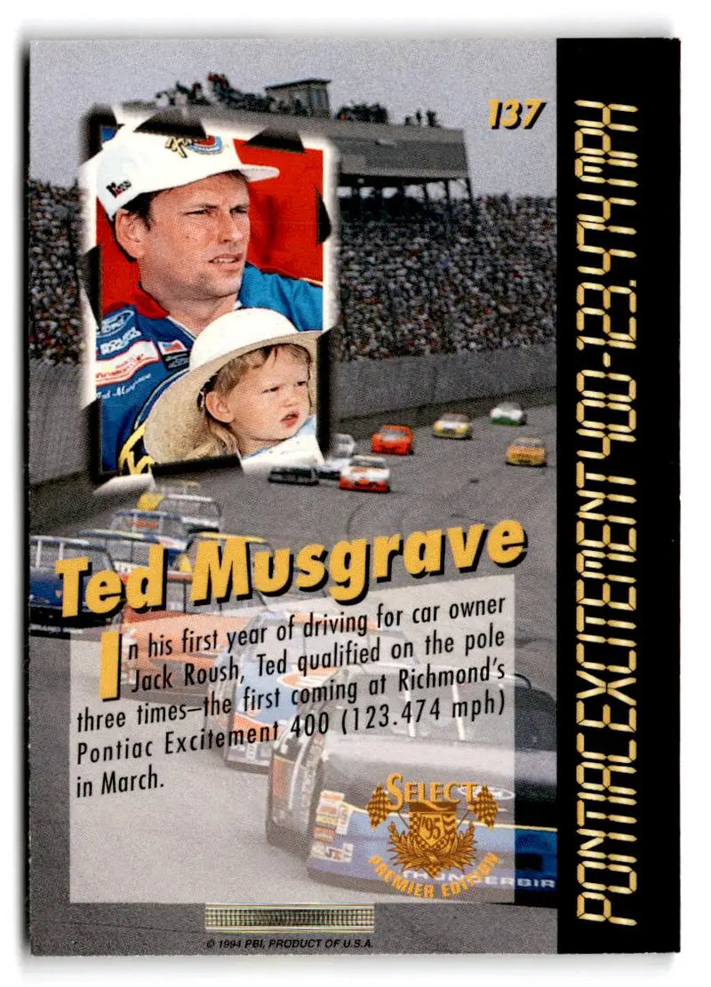 1995 Select #137 Ted Musgrave - Racing Card Single