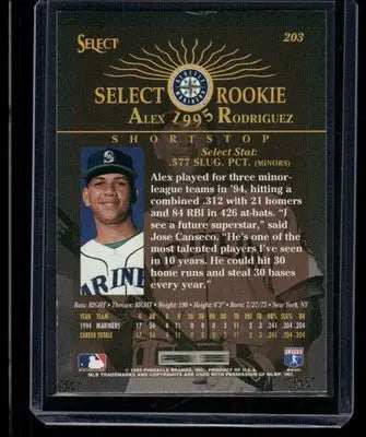 1995 Select Alex Rodriguez #203 Baseball - Baseball Card Single