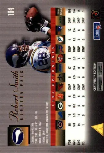 1995 Select Certified #104 Robert Smith NM-MT Vikings ID:24009 - Football Card Single