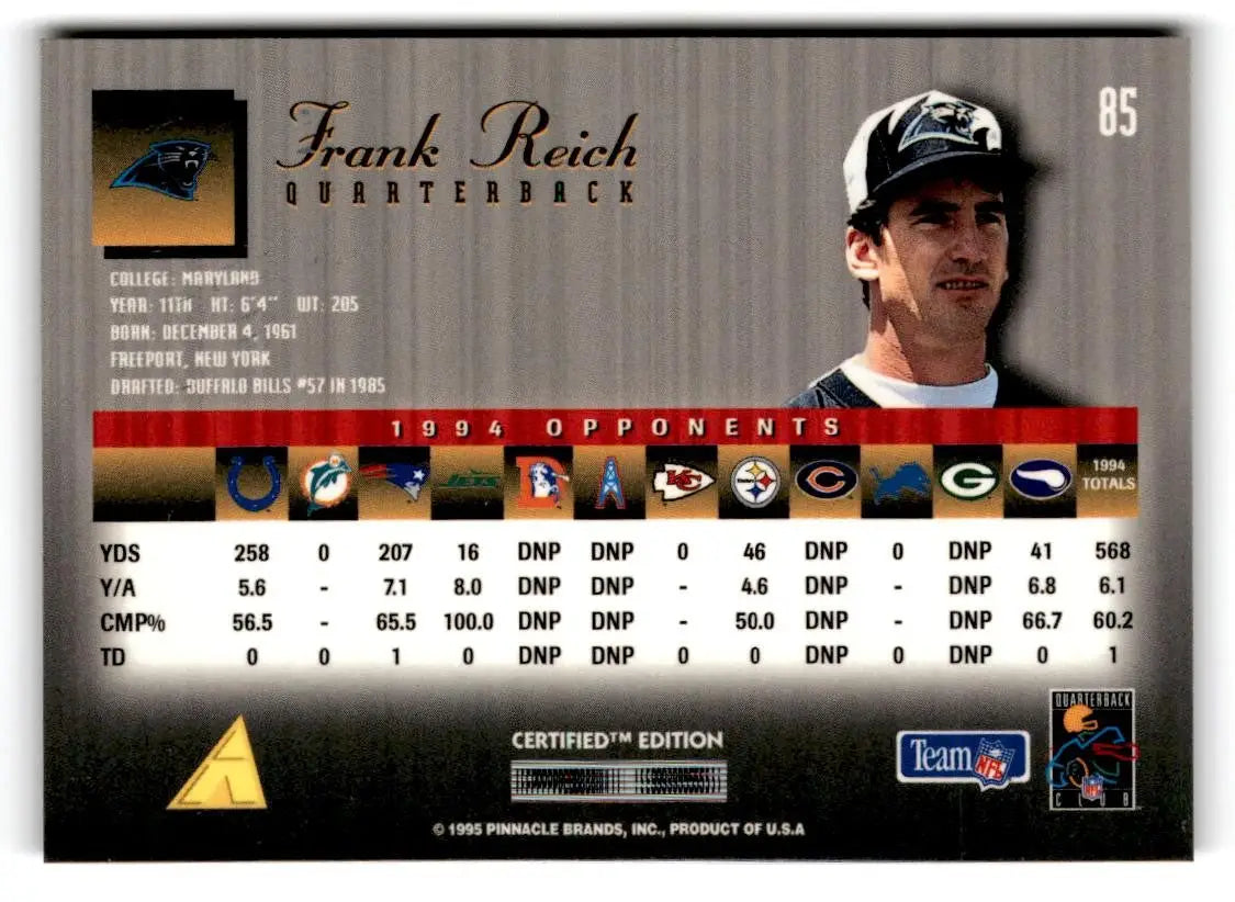 1995 Select Certified #85 Frank Reich - Football Card Single