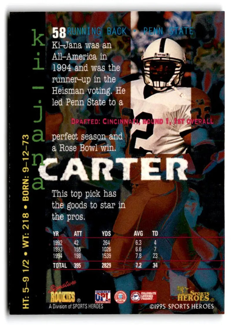 1995 Signature Rookies Fame and Fortune #58 Ki-Jana Carter - Football Card Single